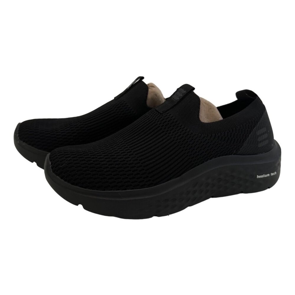 HUHV Healium Tech Stretch Knit Mens 5.5 Womens 8.5 Black Arch Step In NEW - Picture 7 of 10